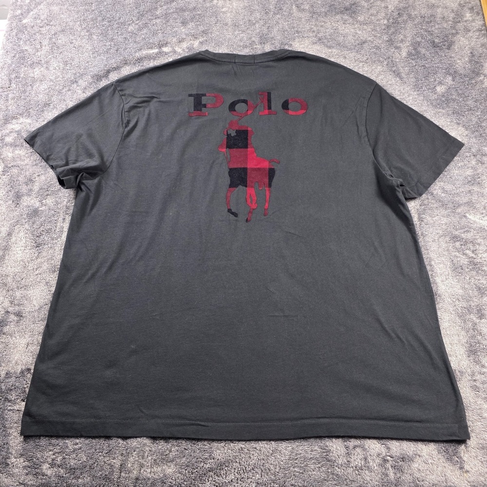 Polo Ralph Lauren Buffalo Plaid Big Pony T Shirt Mens XL Black and Red
